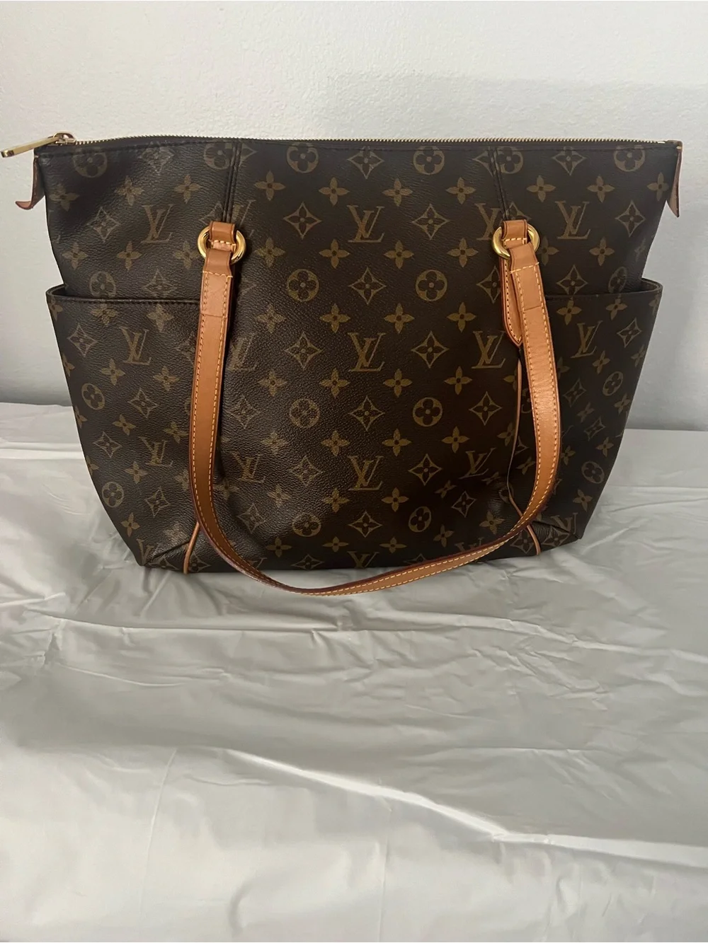 Louis Vuitton Monogram Canvas Tote in Brown with Tan Handles